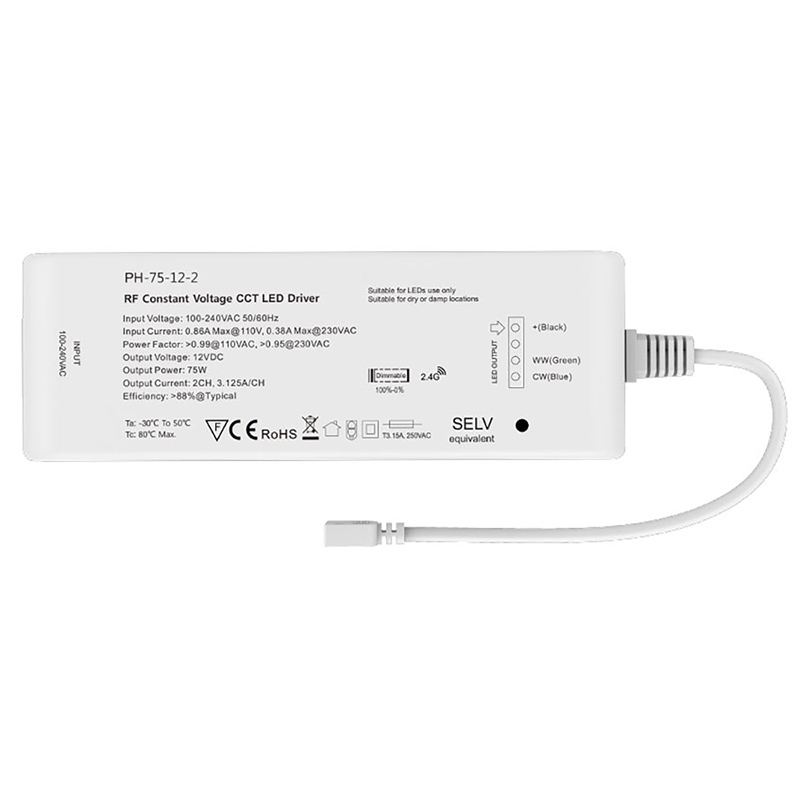 2CH 75W 12V RF Dimmable LED Driver PH-75-12-2